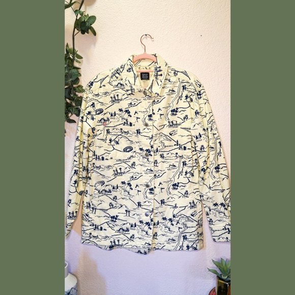 Urban Outfitters BDG Cream and Black Casual Button Down Shirt - Picture 1 of 3